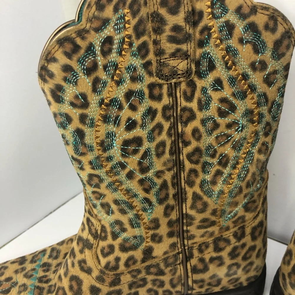 Ariat Kids Prime Time Western Boots Faded Leopard Size 4.5 EUC